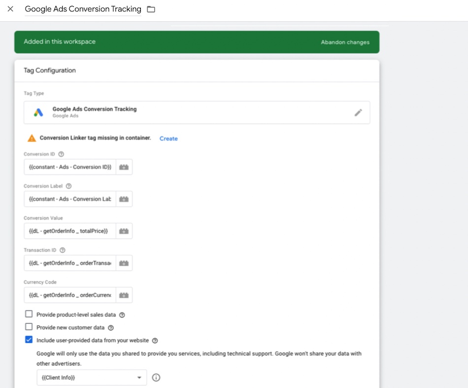 Google Tag Manager - Enhanced Conversions