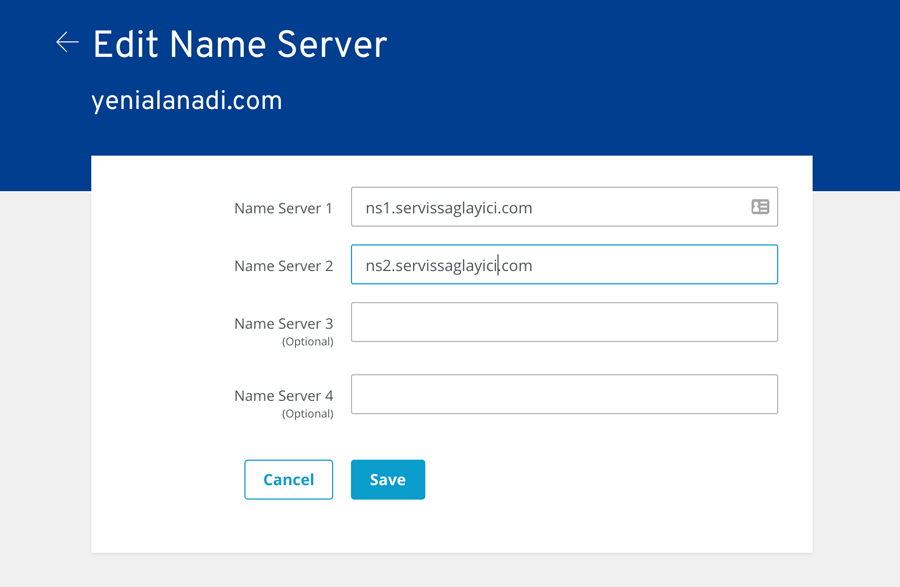 1and1 Name Server İşlemi